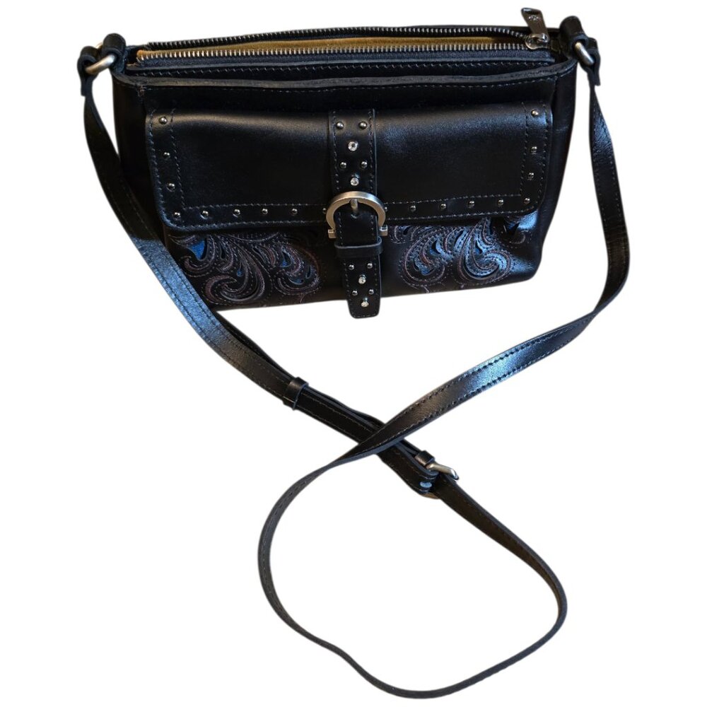 NWOT  -  Patricia Nash Montana Leather Maisie Small Black Leather Crossbody - Picture 4 of 13